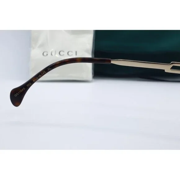 Gucci GG 1104S 002 Aviator Pilot Brown and Gold Sunglasses Brown Lenses NEW - Picture 5 of 6